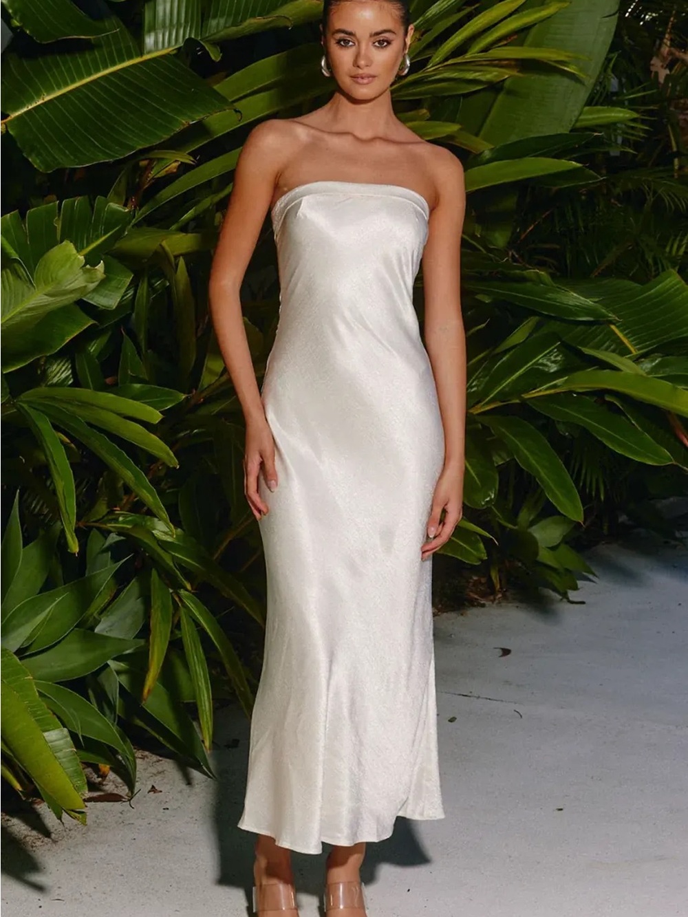 Champagne slip dress runaway the label Leila dress in champagne nwt S strapless